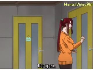 Anime dochter links in een puddle van sperma