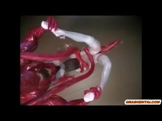 3d anime i kapuri nga bishë tentacles dhe i thithur bigcock