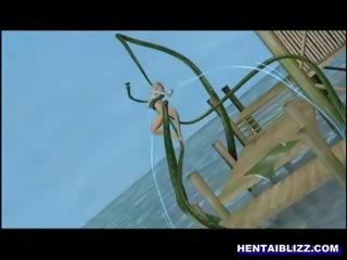 3d animado dibujos animados ramera duro follada por serpiente monstruo