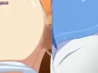 Anime harlot coberto em esperma