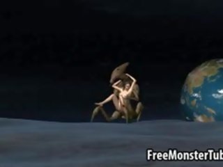 3D goddess Fucked On The Moon By An Alien Monster