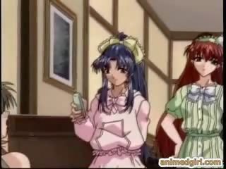 Roped anime trio dildoed poesje
