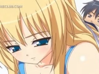 Słodkie anime blondynka młody pani jedzenie peter w wielki sixtynine