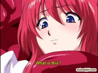 Roodharige anime tremendous geboord allhole door tentakels