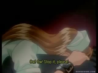 Manga young woman on the ground getting kicked in the head by shoe heel