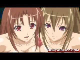 Three manga girls showing her erotic body when take bath