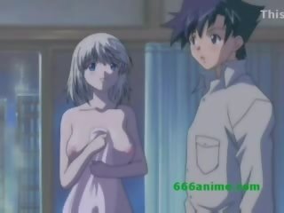 Anime jauns dāma ar milzīgs bumbulīši izpaužas fucked līdz viņai jauns vīrietis