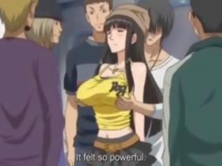 Busty Anime adult film Slave Gets Nipples Pinched In Public
