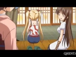 Hentai meninas compartilhando manhood em ao ar livre sexo a 3