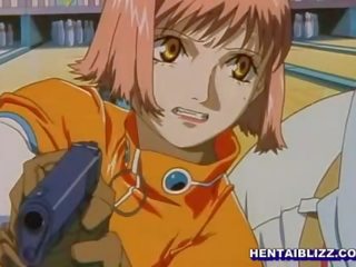 Tihke anime koolitüdruk koos firma tissid võtab a tohutu getto nokkija sisse tema vitt