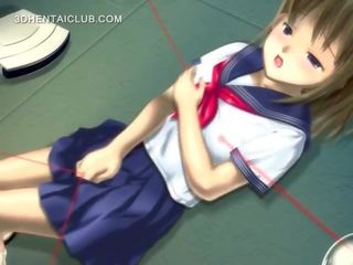 Anime honing in school- uniform masturberen poesje