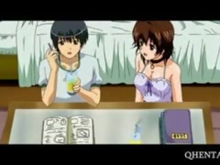 Hentai namoradas compartilhando caralho em sexo a três
