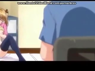 Anime teen schoolgirl launches fun fuck in bed