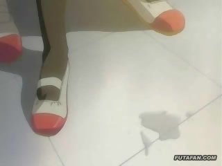 Cantik hentai anime futagirl dengan besar beban daripada air mani