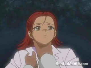 Fiery redheaded animen ängel få miniature fittor spikade av henne beundransvärd vän