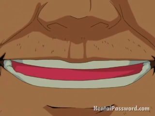 Erotiska animen cookie sugande en massiv dong utomhus