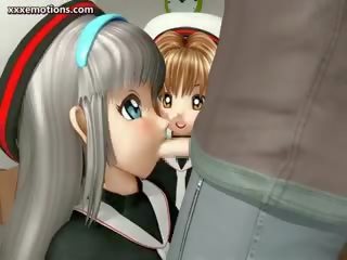 Divi animācijas meitenes tasting a putz